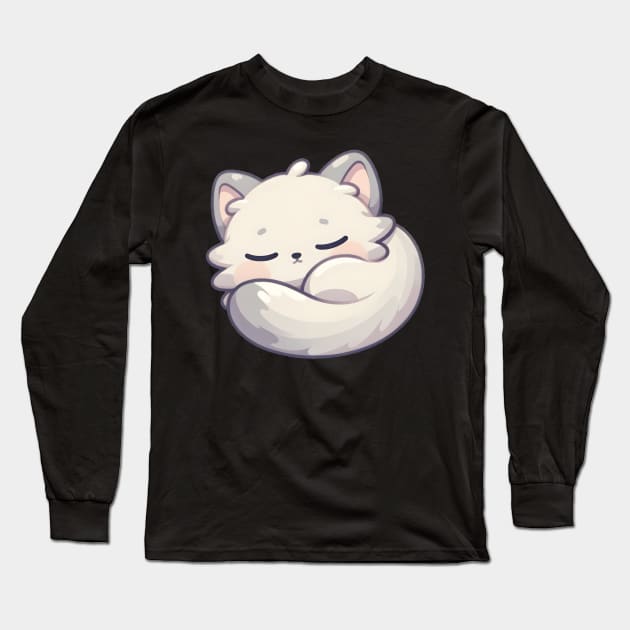 Sleeping Kitten Bliss - Peaceful Feline Nap Art Long Sleeve T-Shirt by Umbrella Studio